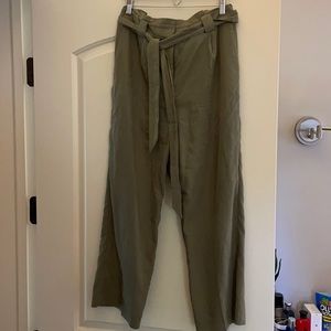 Ankle High Rise Wide Leg Trousers